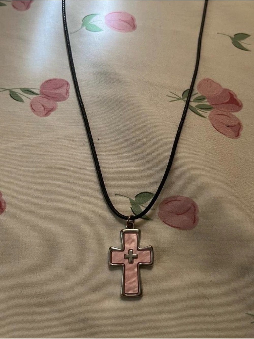 Pink Cross Pendant Necklace